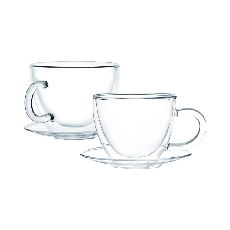 Barista Borosilicate Double Wall Caf Tea Cup & Saucer 2pc Set 220ml 10236