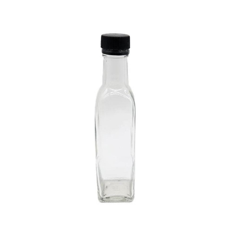 Consol 250ml Glass Square Bottle with Black Lid – Oil & Vinegar