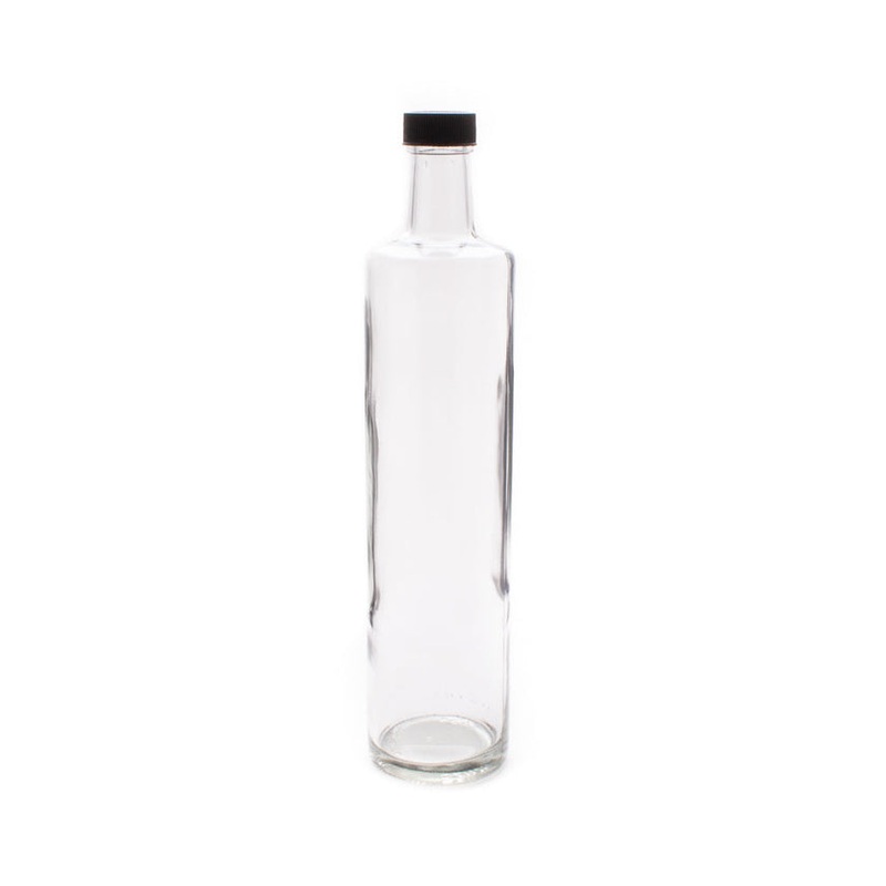 Consol 500ml Glass Bottle Round Olive Oil with Black Lid