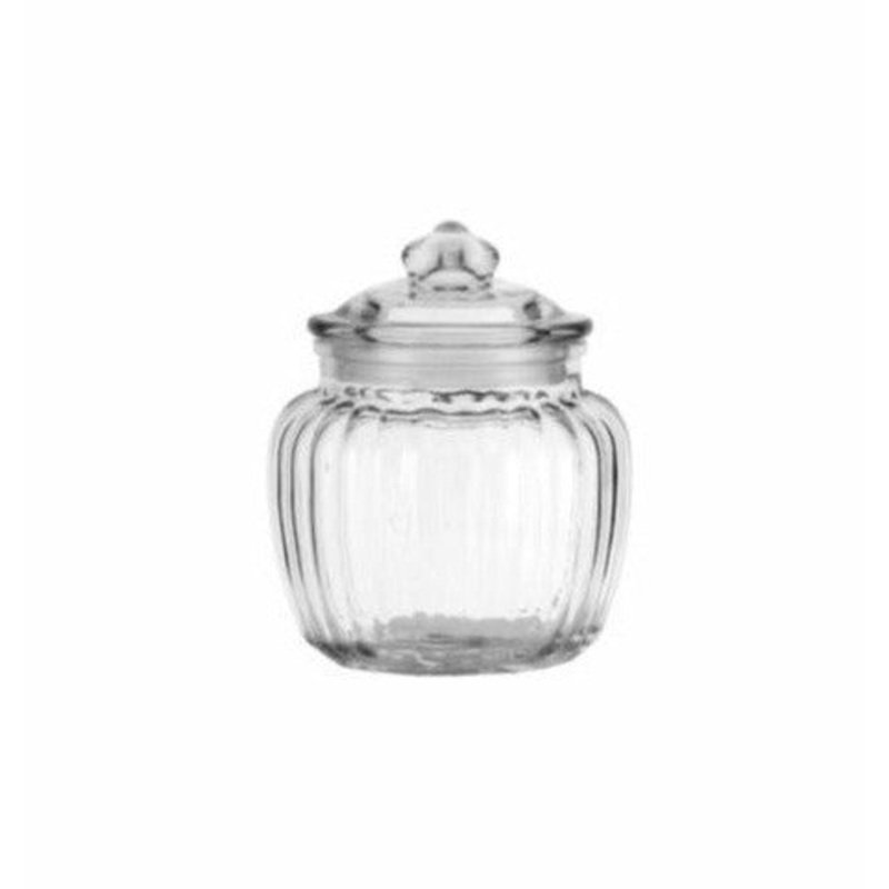 Regent Glass Canister 600ml Round Ribbed with Lid 11320