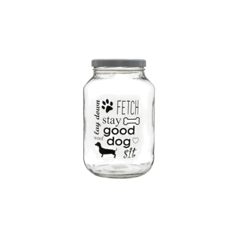 Regent Glass Storage Jar 3L Catering Printed Decal White Lid 10302