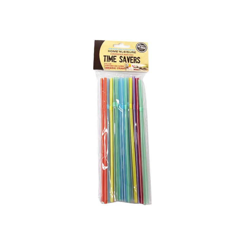 Time Savers Flexible Colorful Bendy Straws Plastic 40pack