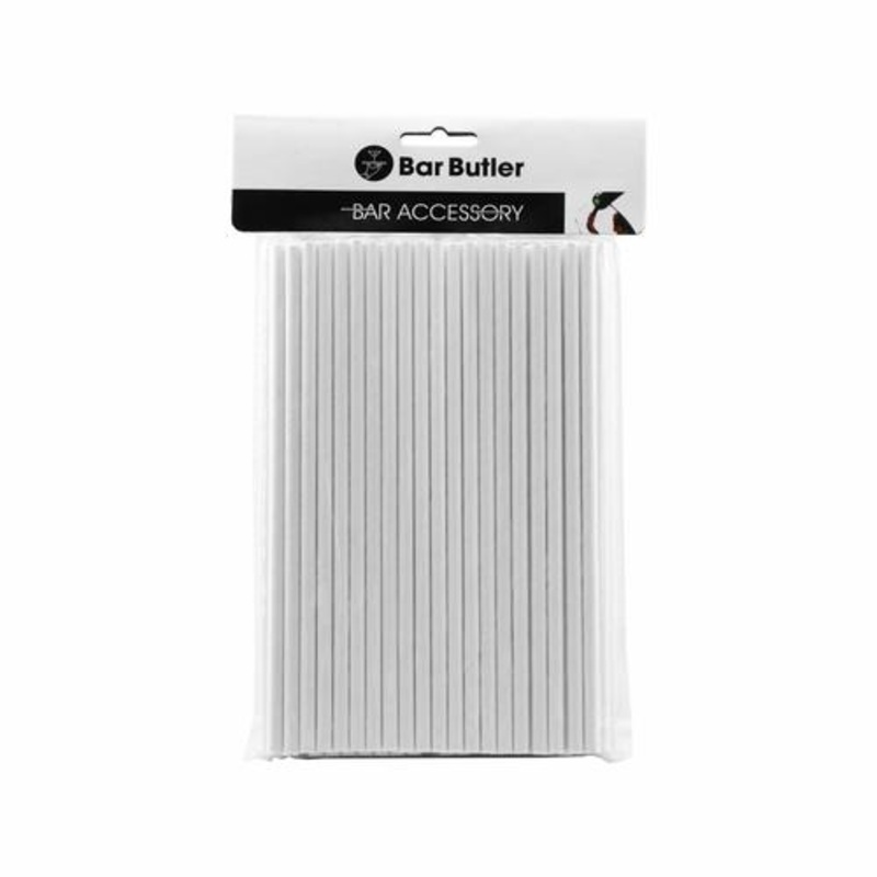 Bar Butler Paper Straws White Pack 3ply 6mm 100pc 28135