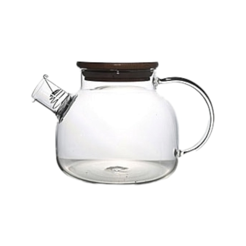 Barista Borosilicate Teapot 800ml Single Wall with Bamboo Lid