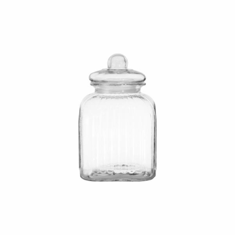 Regent Glass 3.65L Square Ribbed Canister Jar with Lid 270x160x160mm 10166