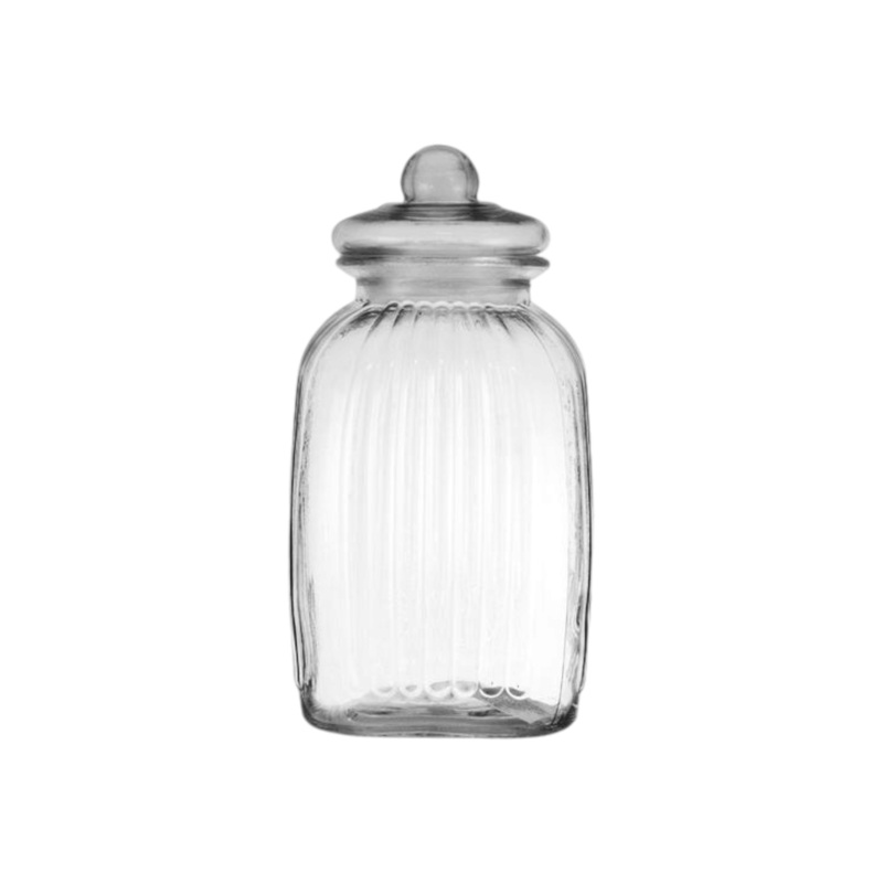 Regent Glass 4.8L Canister Square Ribbed Jar with Lid 325x160x160mm 10165