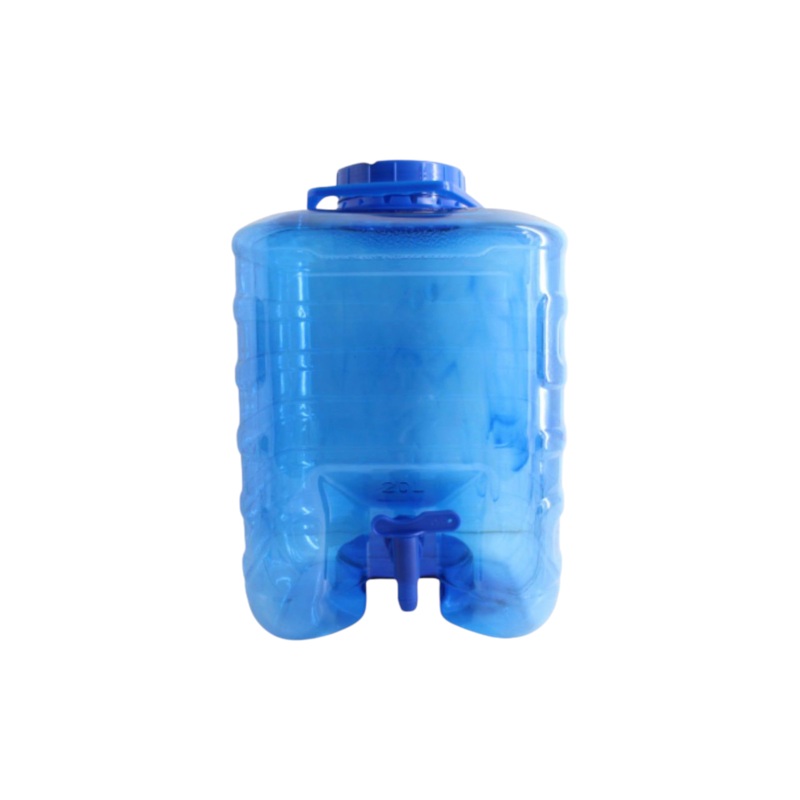 10L PET Water Dispenser with Tap Square Blue Plastic