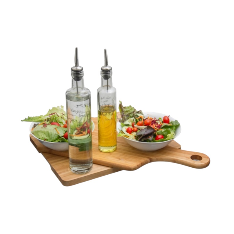Consol 500ml Round Glass Bottle Olive Oil-Vinegar with Pourer Lid