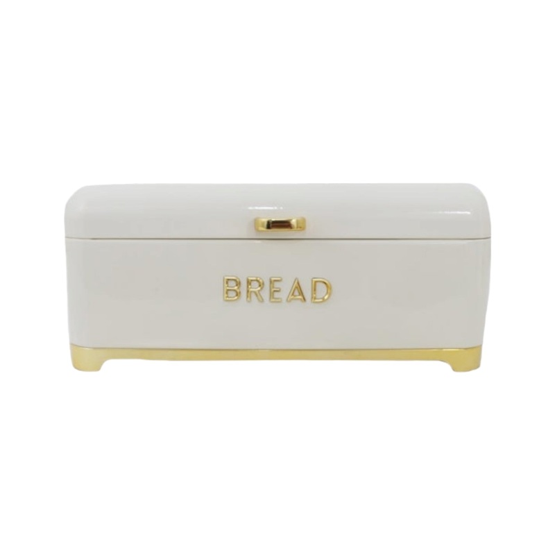 Retro Vintage Bread Bin Cream Gold