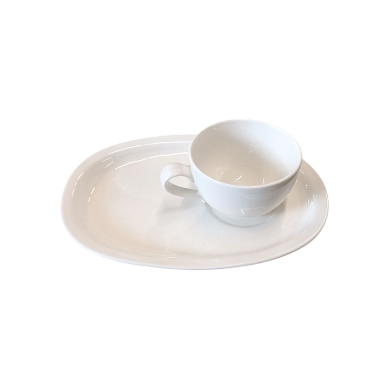 White Ceramic Coffee Cup and Saucer 5×9.5×6.5cm