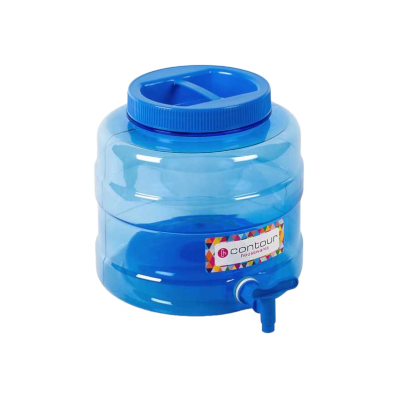 10L PET Water Dispenser with Tap Round Blue Plastic – Contour Housewares