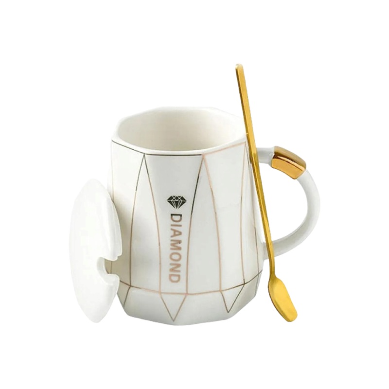 Ceramic Coffee Mug 250ml with Lid and Spoon Nordic Style