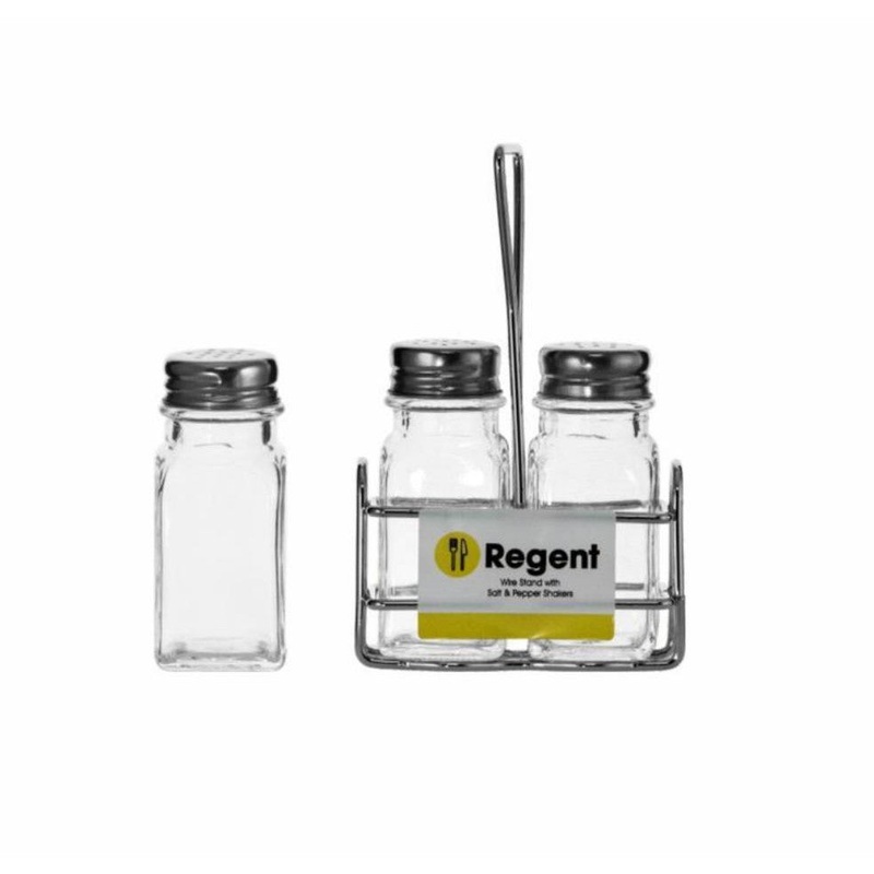 Regent Celopatra Glass Salt and Pepper Shaker with Wire Stand 41788