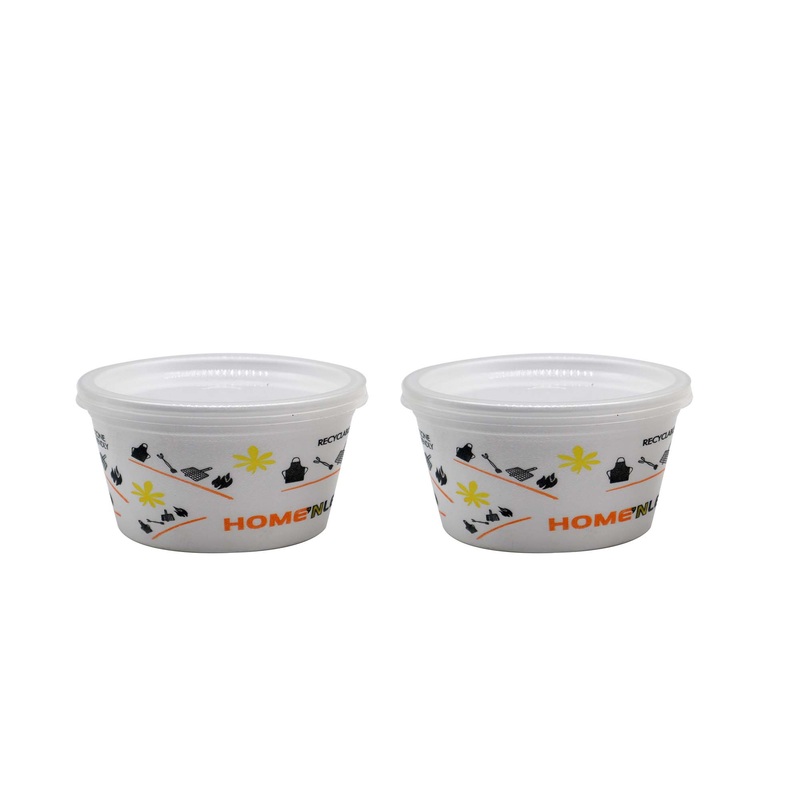350ml Disposable Poly Foam Ice Cream Tub Patterned 4pack