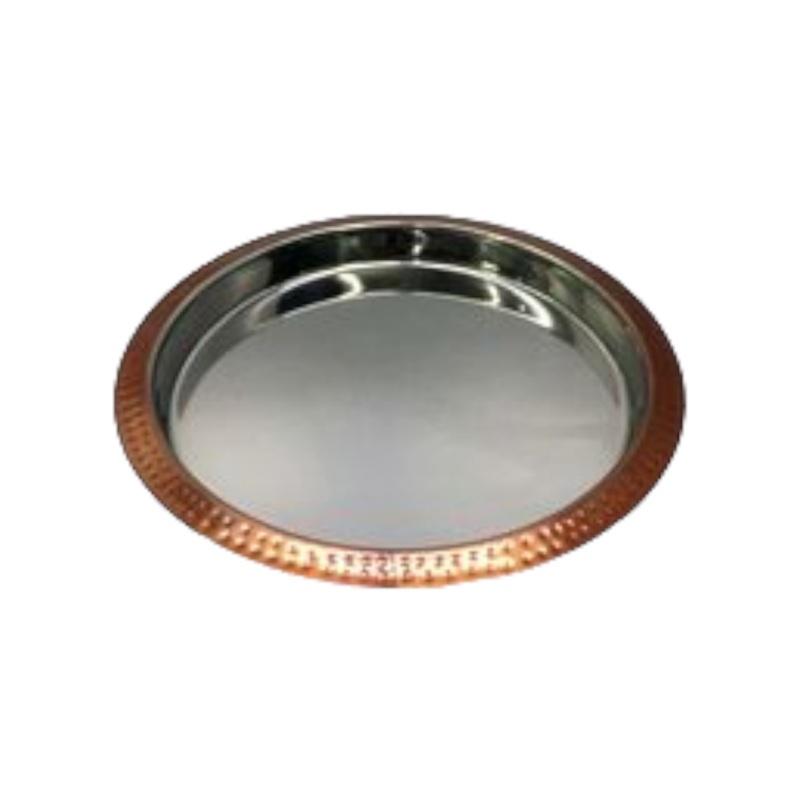 Serving Tray 36cm Copper Finish Hammered Edge – Lacquered Stainless Steel