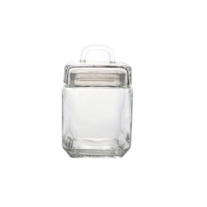 Aqua Canister Glass Jar Square Loop Lid 1.2L 26582