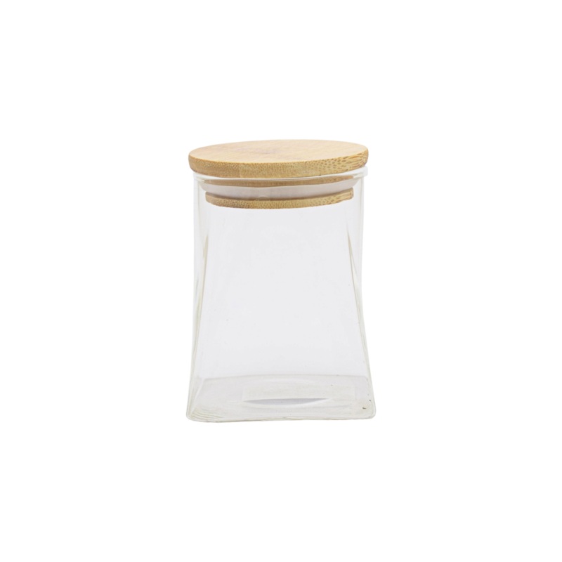 Aqua Glass Canister 740ml A Lin with Airtight Bamboo Lid 27597
