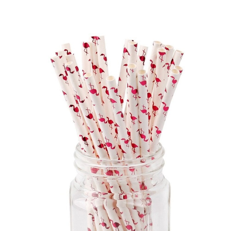 Disposable Party Paper Straw Flamingo 5mm 25pack
