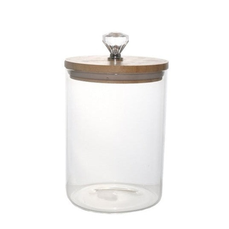 Aqua Glass Canister 2.9L Bamboo Lid Diamond Decor Knob 2.9L 27159