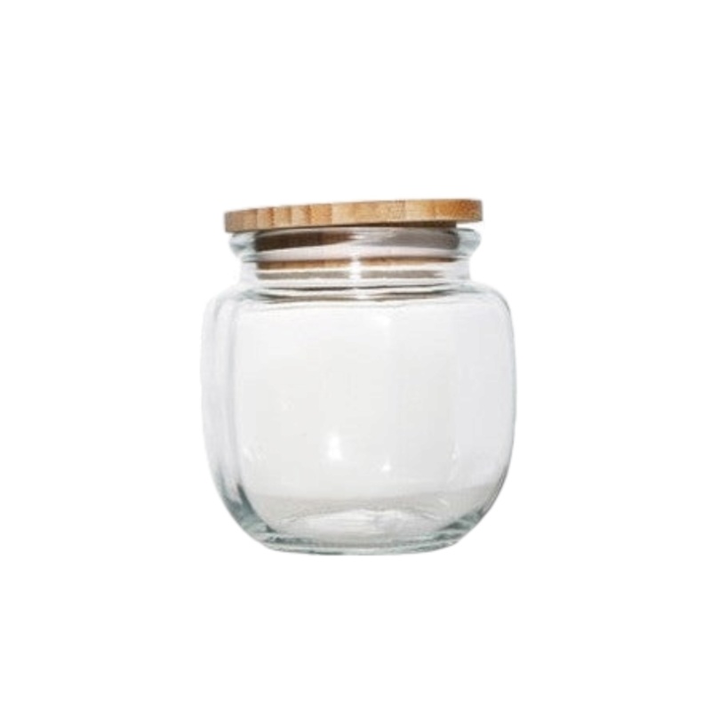 Aqua Glass Canister 500ml Round with Bamboo Lid 27252