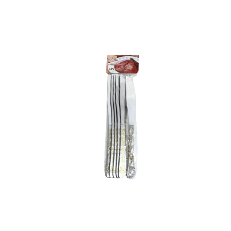 Dinner Knife Cutlery Set 6pack with Gold Colour Cover Stainless Steel XSS2256
