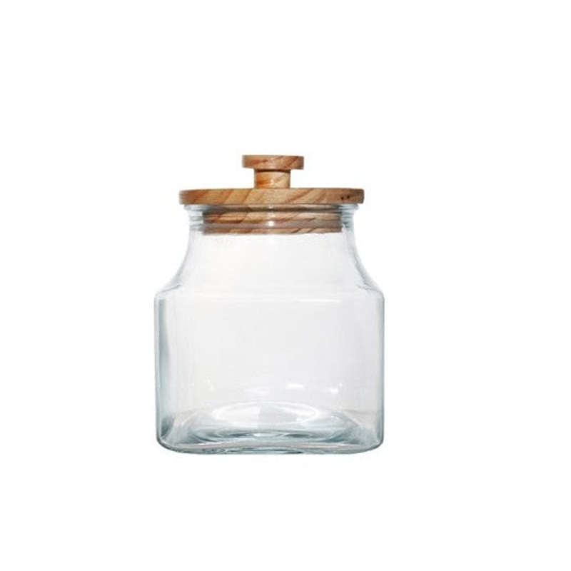 Aqua Glass Cannister Jar 4.2L Square Pine Lid 27036