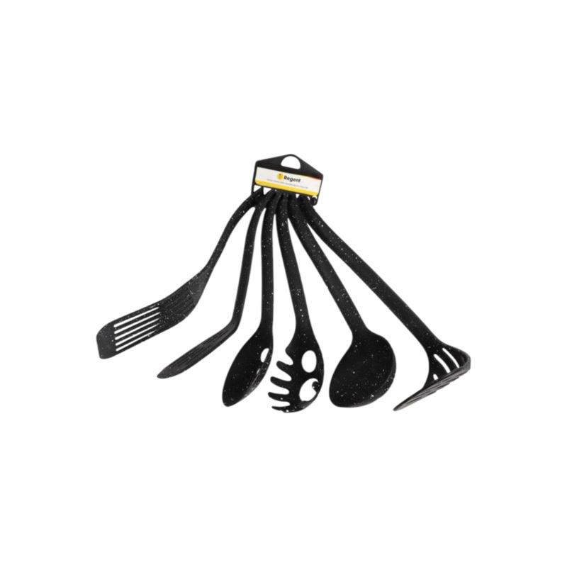 Regent Kitchen Nylon utensil Speckled Black 6pcs Set