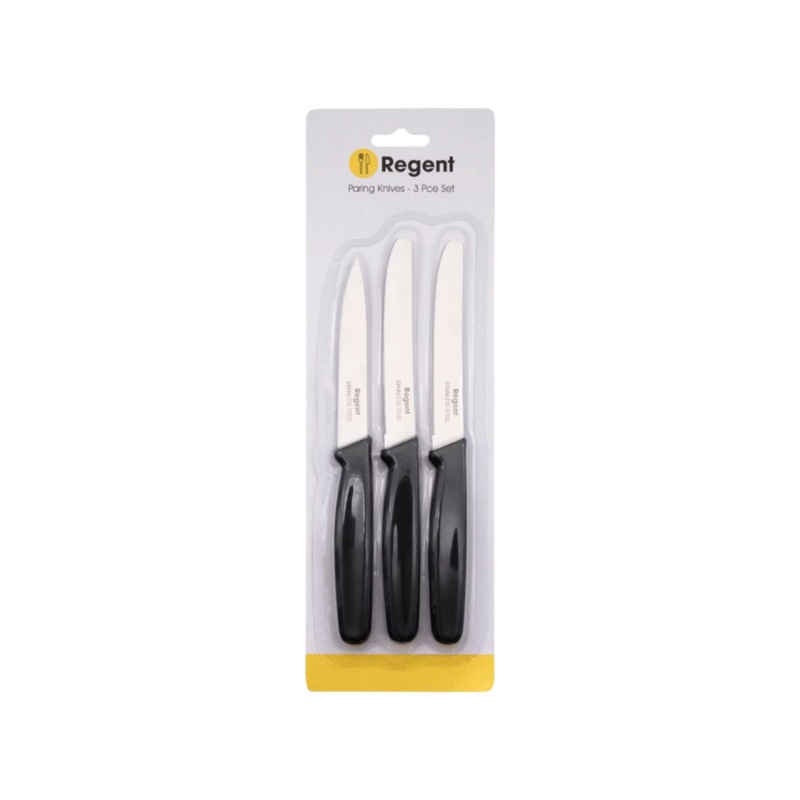 Regent kitchen Paring Knives with Black Handle 3Pcs Set