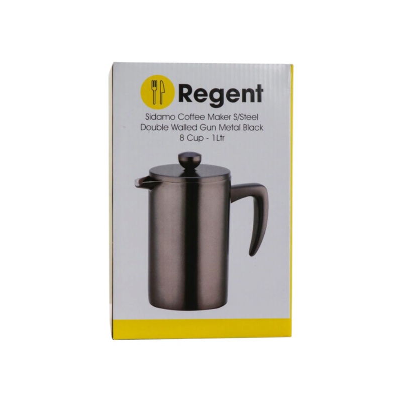 Regent Sidamo Coffee maker Double Wall Gun metal Black Steel 8 cup