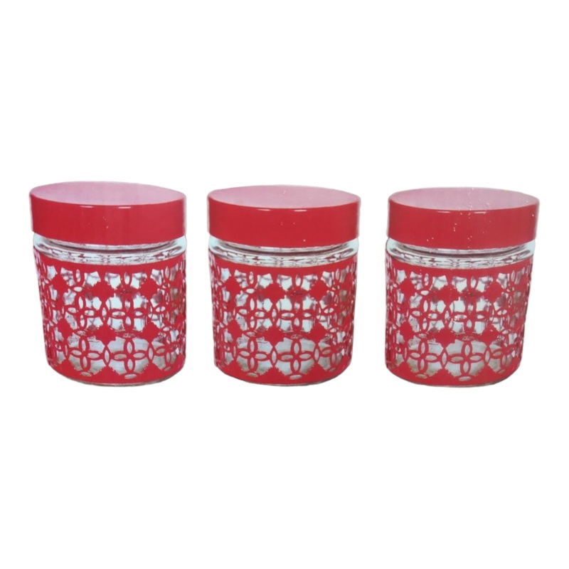 Continental Homeware Glass Jar 3pc Metal Design