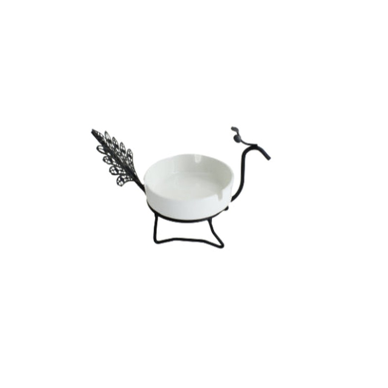 Porcelain Ashtray with Black Stand