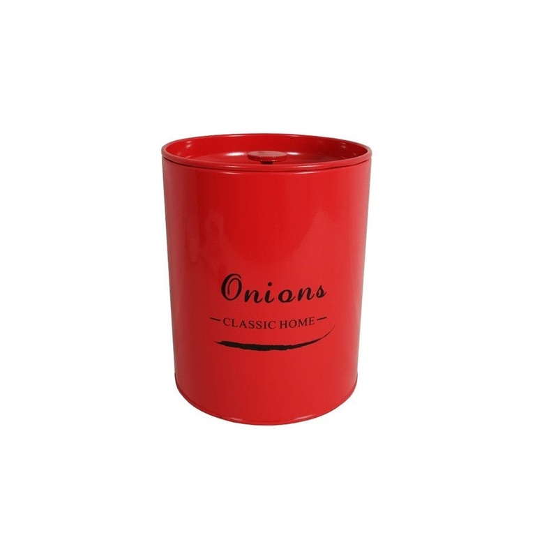 Storage Tin Onions Tin Red 27805