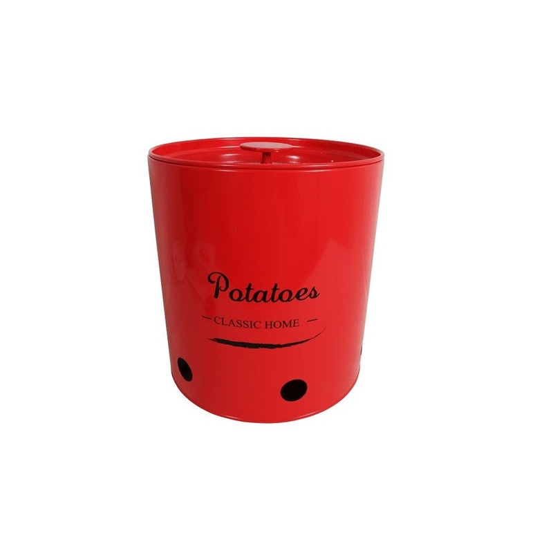 Storage Tin Potato Tin Red 27804