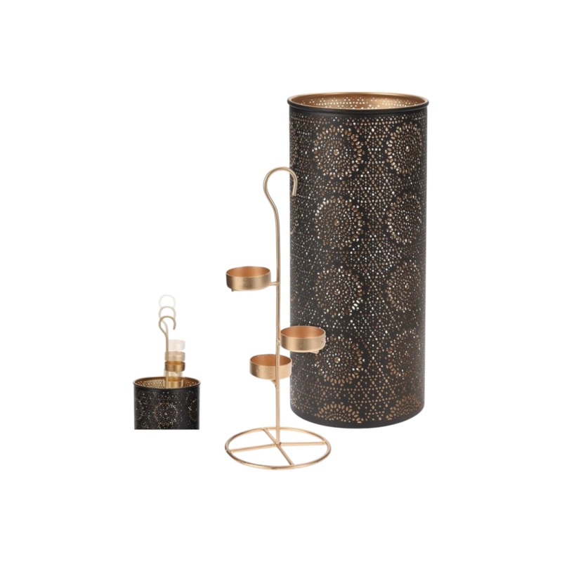 Tealight Candle Holder Stand 3-Tier Black & Copper 12902