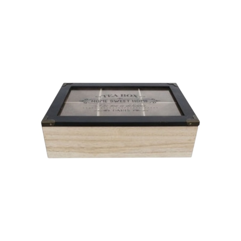 Wooden Tea Box Home 24×16.5x7cm 22584