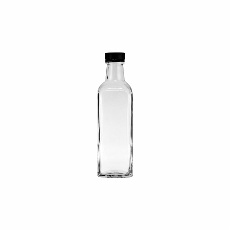 Consol 250ml Glass Square Bottle with Black Lid – Oil & Vinegar 27272