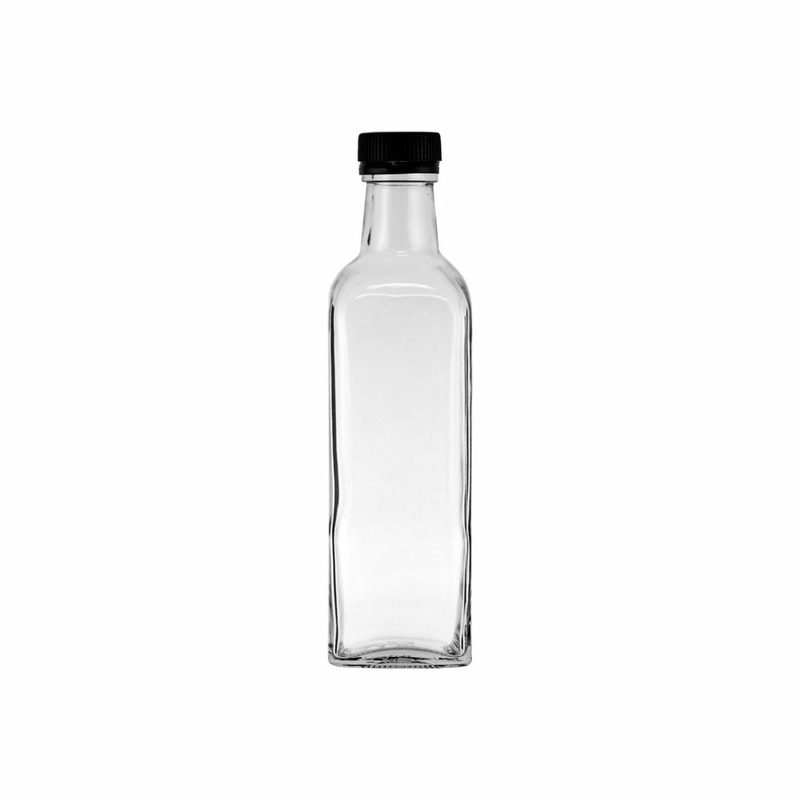 Consol 500ml Glass Square Bottle with Black Lid – Oil & Vinegar 10425