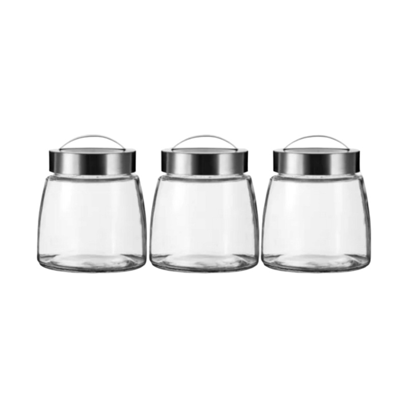 Consol Soho Glass Canister 800ml with Stainless Steel Lid 3pc Set 17136