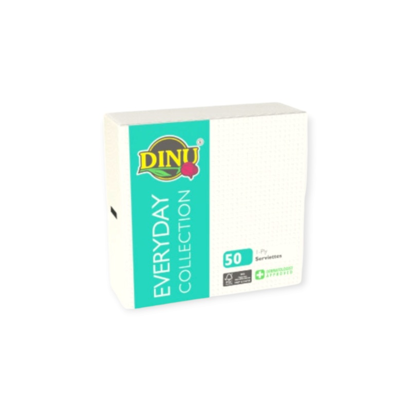 Dinu Serviettes White 1ply 50pack – Party Pack Everyday Collection