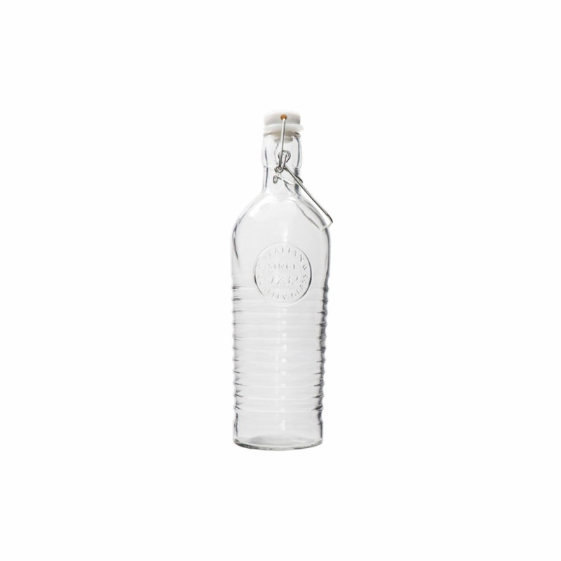 Regent Glass Water Bottle with Motif and Clip Top 1L 26104