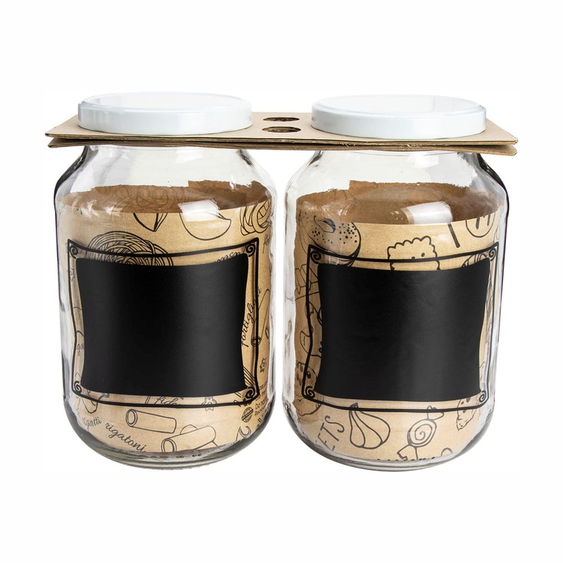 Regent Glass Storage Jar 3L with Chalkboard Notes 2pack 10506