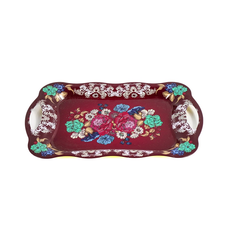 Serving Tray Metal Mix Colour with Design