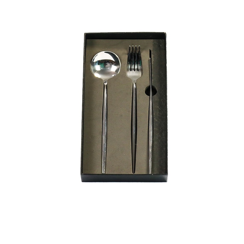 Catering Cutlery Set Stainless Steel 3 Pack with Hard Box Rainbow Shiny Colour