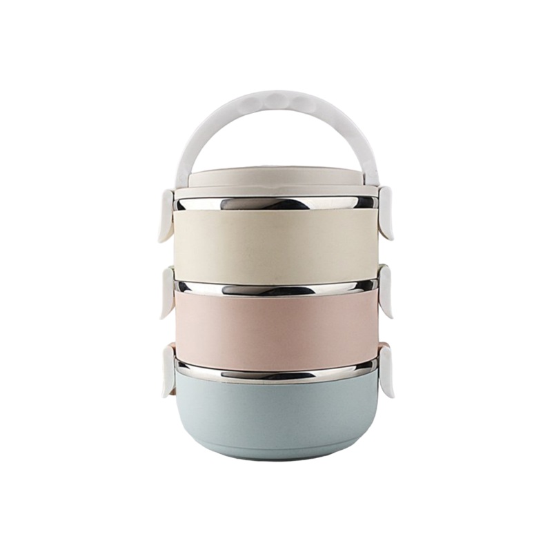 Stainless Steel Lunch Box 3 Piece Tier Stackable Leak-Proof Thermal Bento Boxes