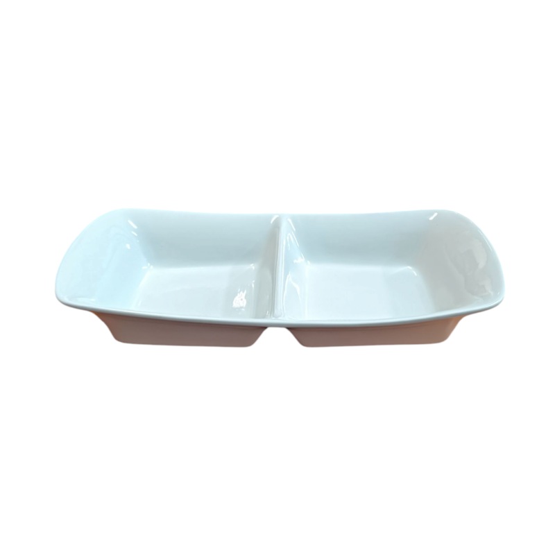 Ceramic White Rectangle 2-Division Plate 40×22.5x8cm