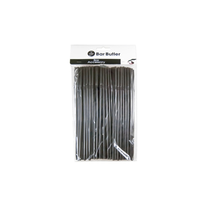 Bar Butler Flexible Plastic Bendy Straws Black 5mm 100pack 73125