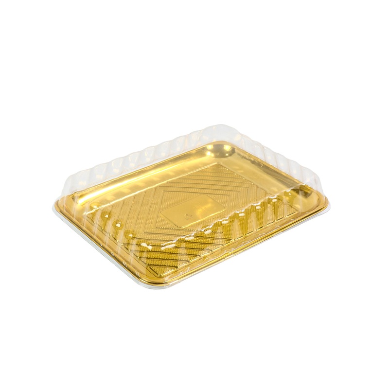 Disposable Serving To Go Platter Tray Gold 30x40x8cm with Lid