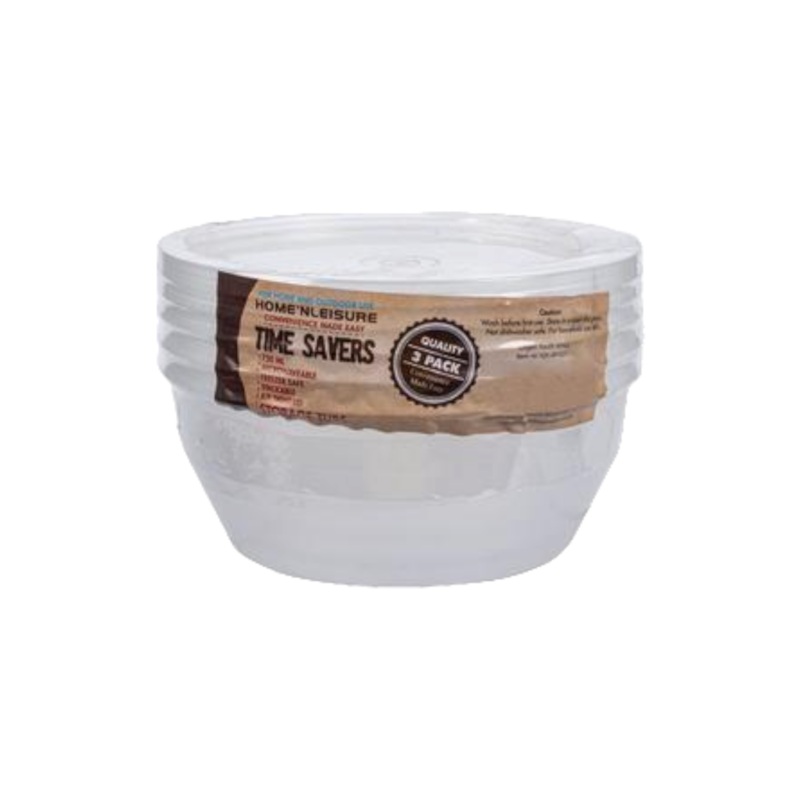 Time Savers 750ml Round Disposable Food Container Micro Freeze 3pack