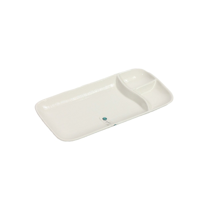 Ceramic Serving Platter Linen 3div Rectangular 30×14.5cm SGN2081