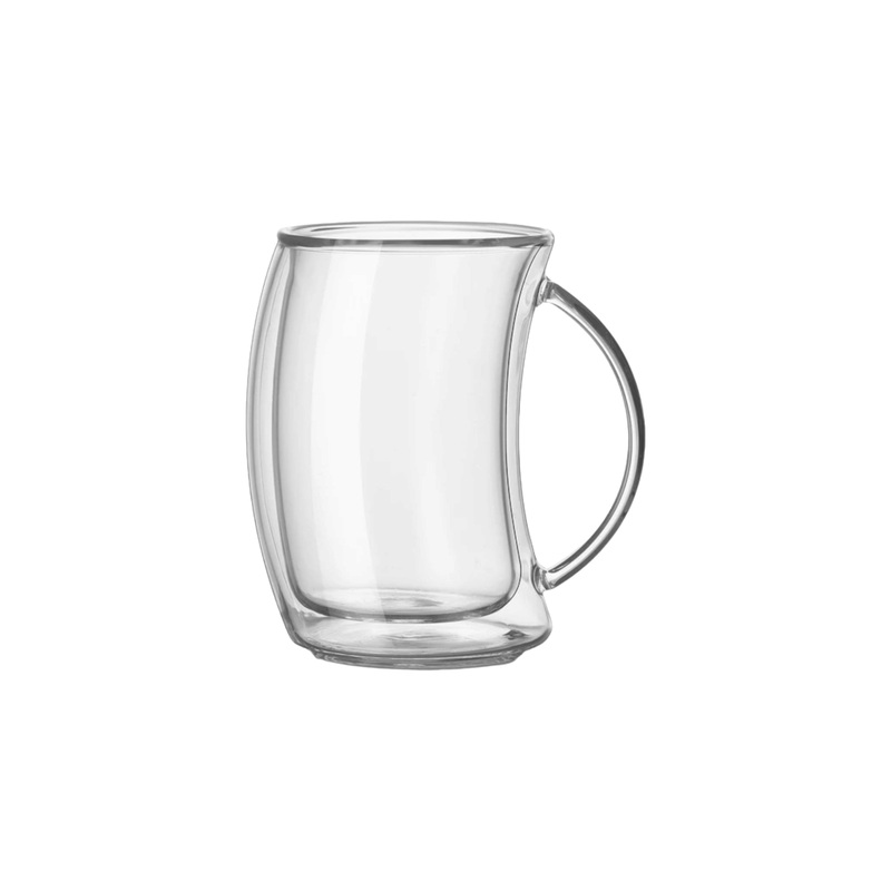 Barista Borosilicate Double Wall Curve Caf Latte Coffee Mug 250ml 2pc 10206
